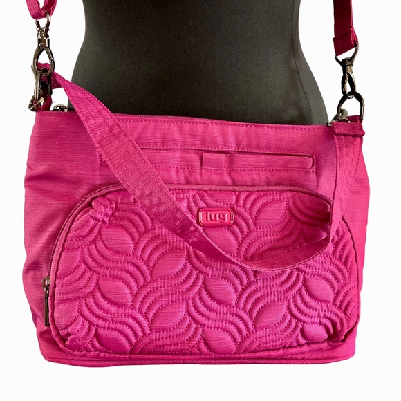 lug Bags Lug Samba Fuchsia Quilted Convertible Shoulder Crossbody